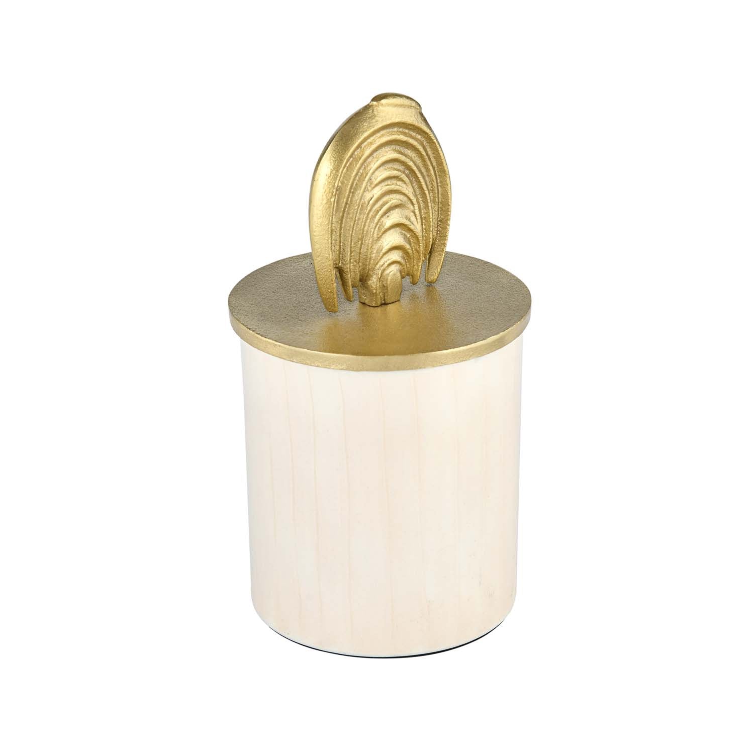 Cannister with Arch Lid Small- Cream and Gold