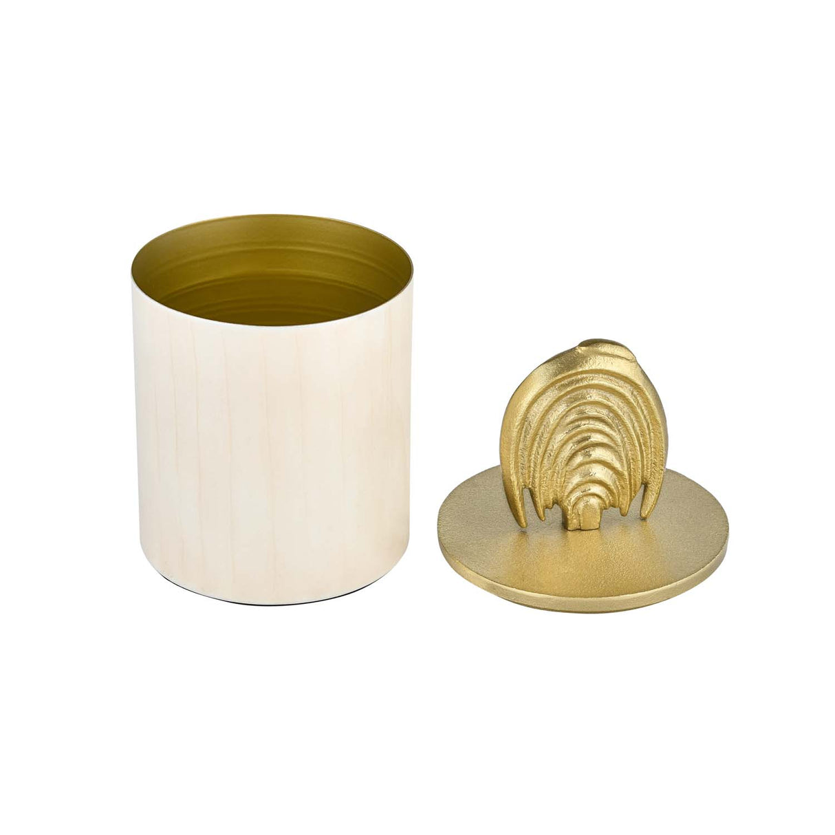 Cannister with Arch Lid Small- Cream and Gold