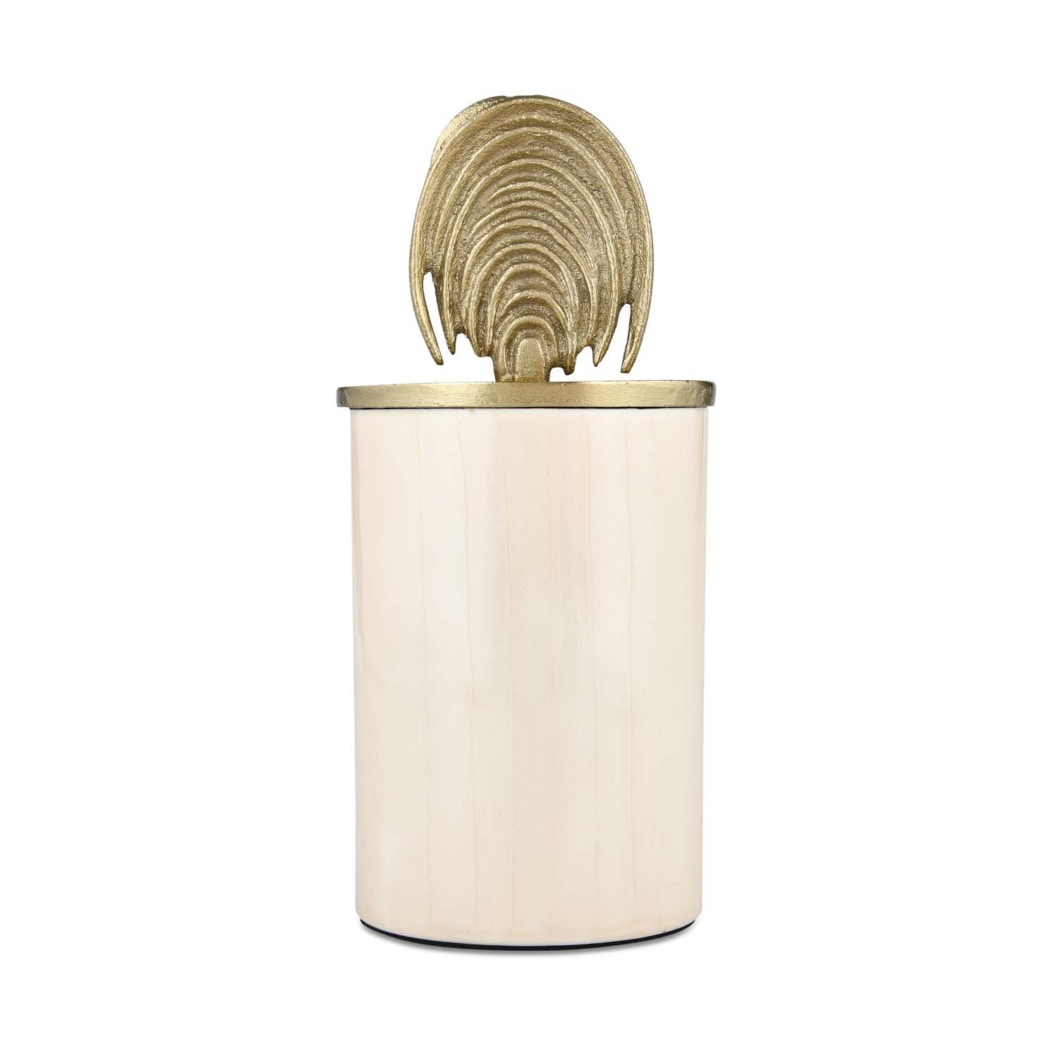 Cannister with Arch Lid Large- Cream and Gold