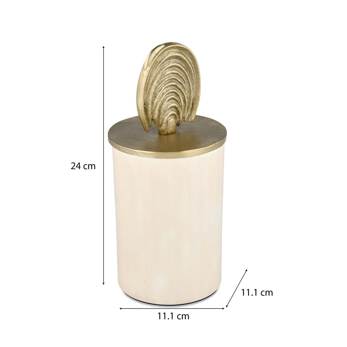 Cannister with Arch Lid Large- Cream and Gold