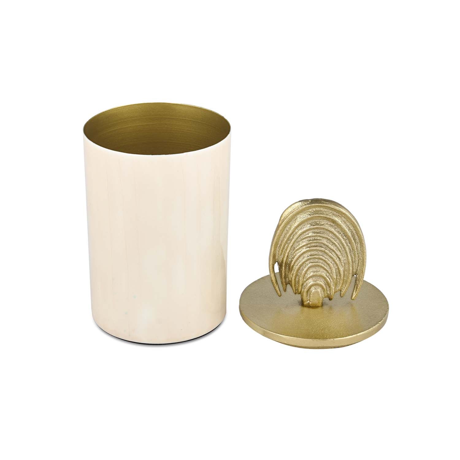 Cannister with Arch Lid Large- Cream and Gold