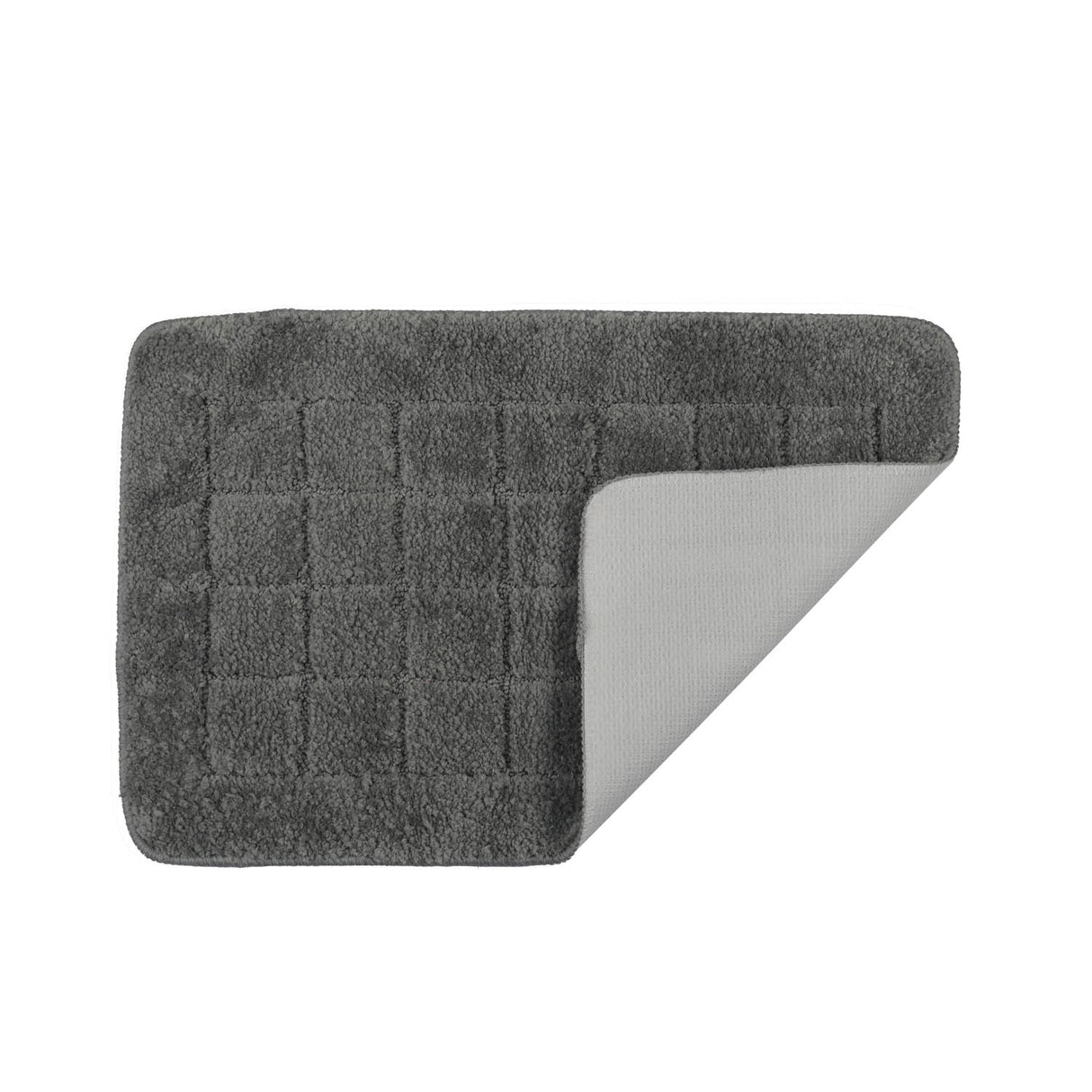 Rectangular Plush Polyester 16" x 24" Bath Mat (Grey)