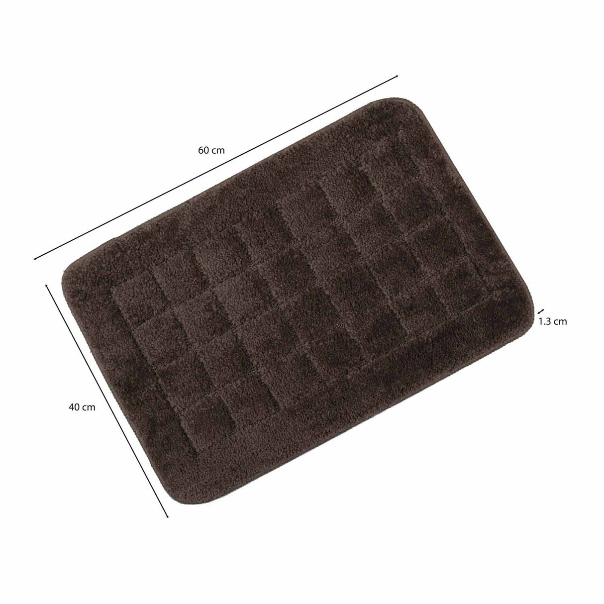Rectangular Plush Polyester 16" x 24" Bath Mat (Brown)