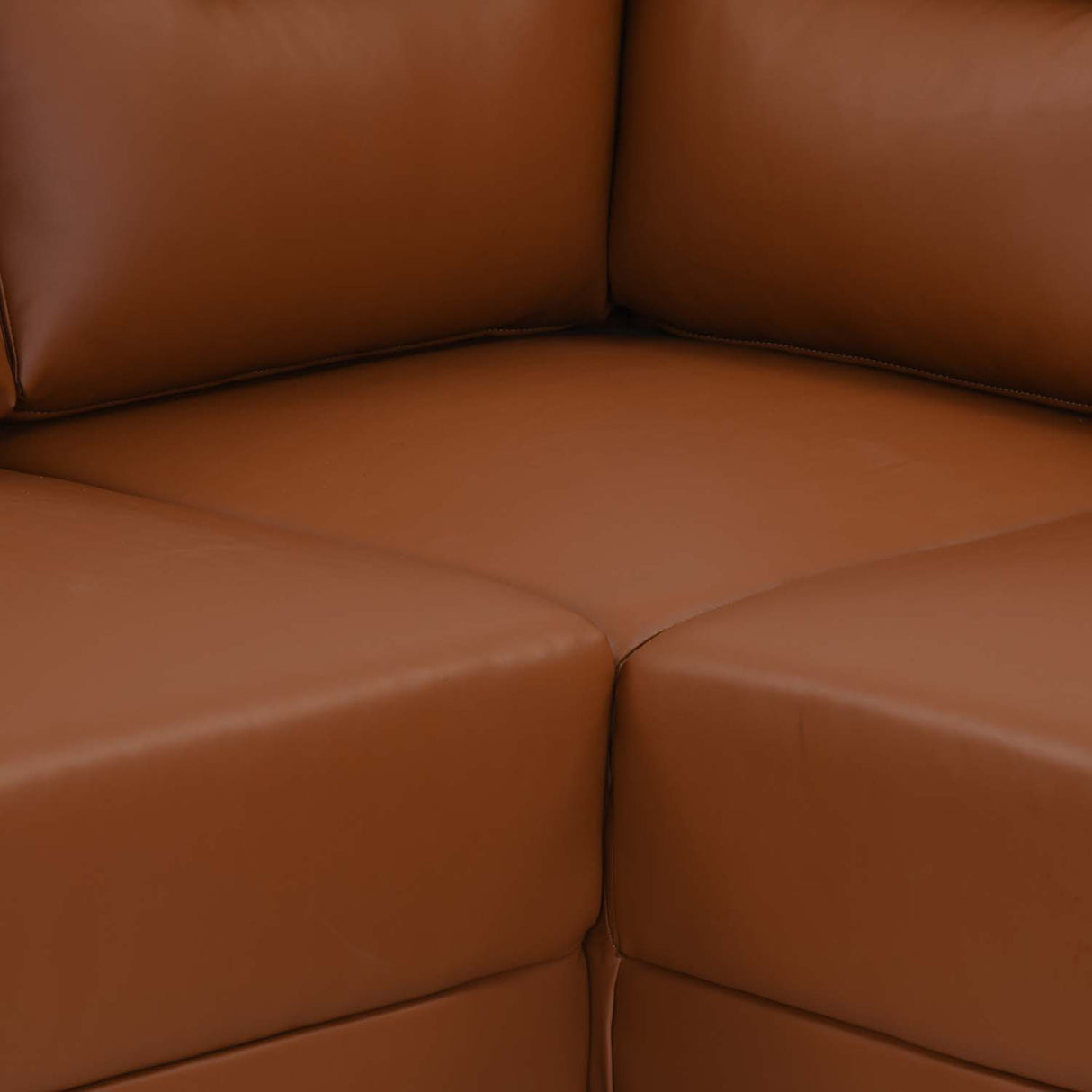 Aiden Leatherette Corner Sofa- Tan Brown