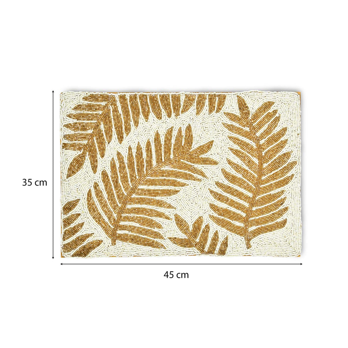 Leaf Beaded Polyester Table Placemat- Gold