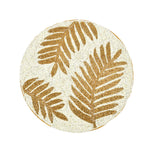 Leaf Beaded Round Polyester Table Placemat- Gold