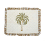 Palm Tree Embroidery Cotton Table Placemat- Beige and Brown
