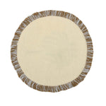 Palm Tree Embroidery Round Cotton Table Placemat- Beige and Brown