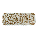 Leaf Beaded Polyester Table Runner Small- Gold and Off-white
