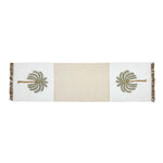 Palm Tree Embroidery Cotton Table Runner Small- Beige and Brown
