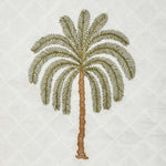 Palm Tree Embroidery Cotton Table Runner Small- Beige and Brown