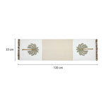 Palm Tree Embroidery Cotton Table Runner Small- Beige and Brown