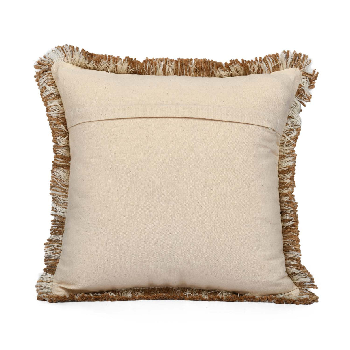 Palm Tree Embroidery Cotton Cushion Cover- Beige and Brown