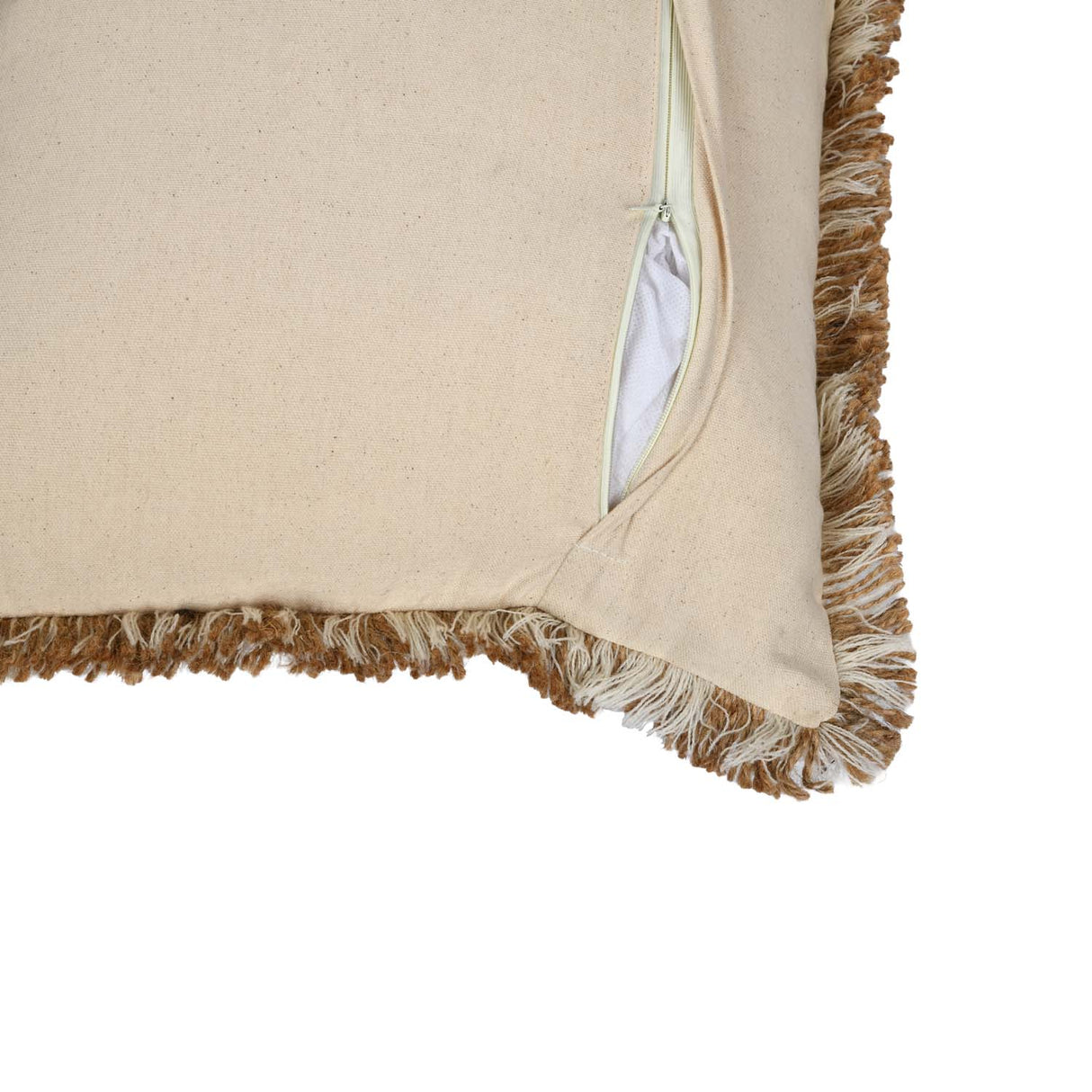 Palm Tree Embroidery Cotton Cushion Cover- Beige and Brown