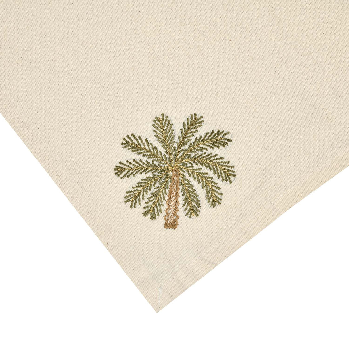 Palm Tree Embroidery Cotton Table Napkins Set of 4- Beige and Brown
