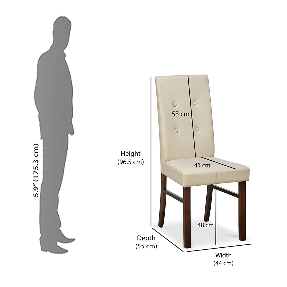Roxbury 1+4 Dining Chair (Oak) with dimension in cms 1