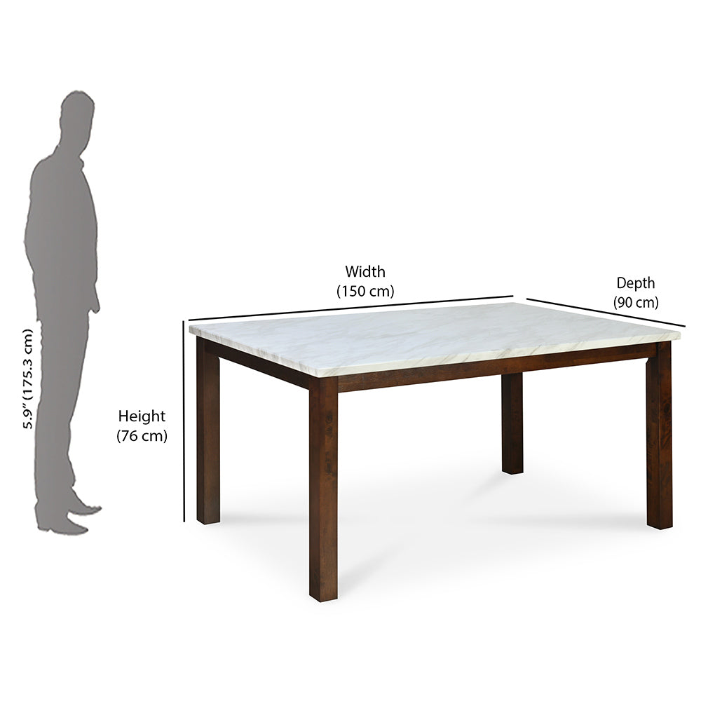 Roxbury 1+4 Dining Table (Oak) with dimension in cms 1