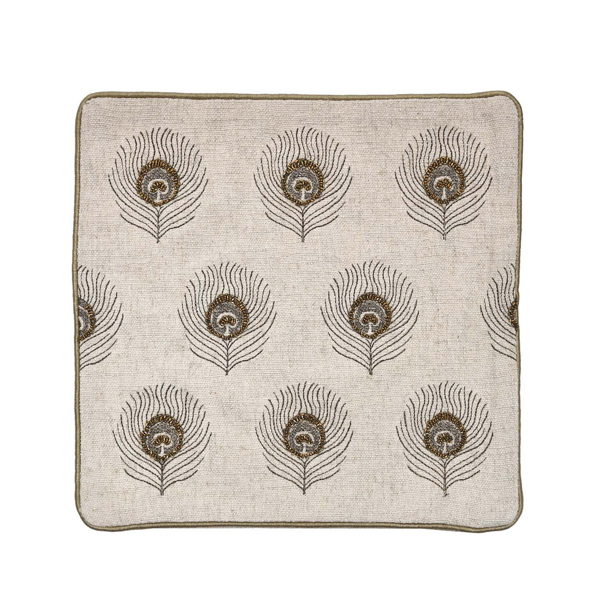 Multi Moorpank Pattern Fabric Cushion Cover- Beige and Gold