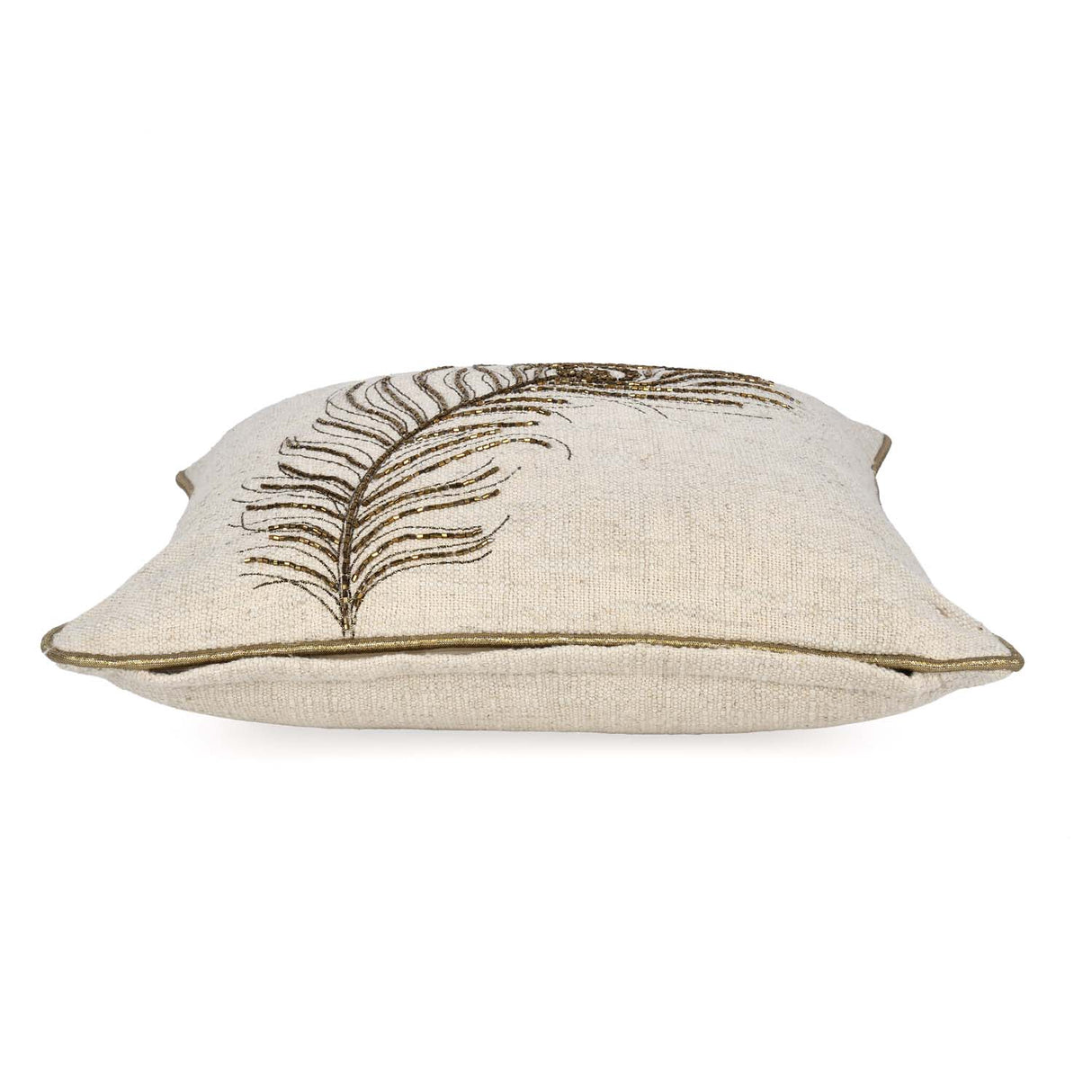 Moorpankh Pattern Fabric Cushion Cover- Beige and Gold