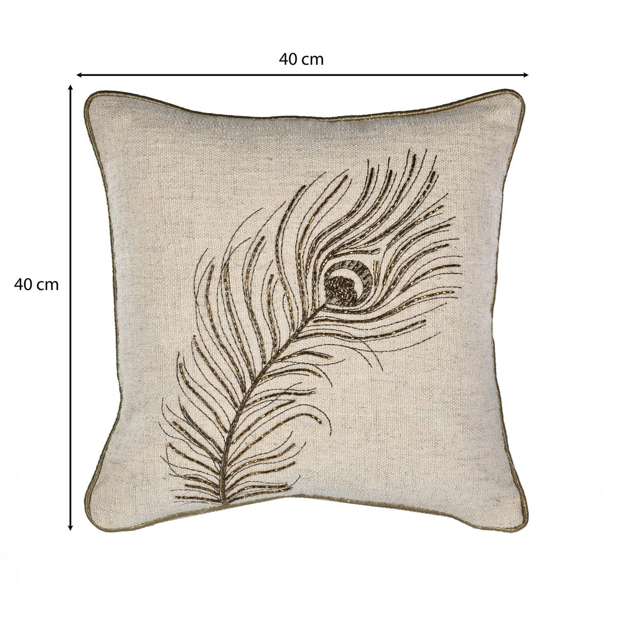 Moorpankh Pattern Fabric Cushion Cover- Beige and Gold