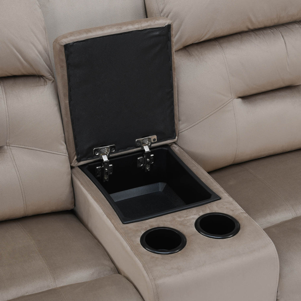 Rosia 2 Seater Recliner Sofa with Console- Light Brown