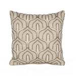 Arch Shaped Pattern Fabric Cushion Cover- Beige and Gold