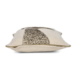 Peacock Head Pattern Fabric Cushion Cover- Beige and Gold