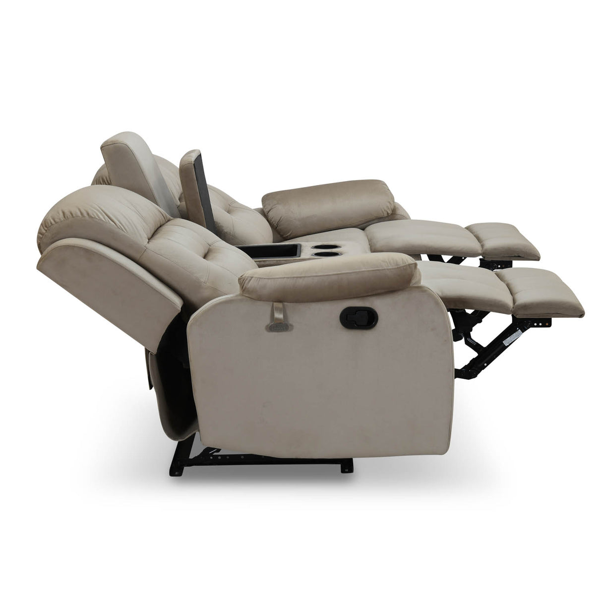 Rosia 2 Seater Recliner Sofa with Console- Light Brown