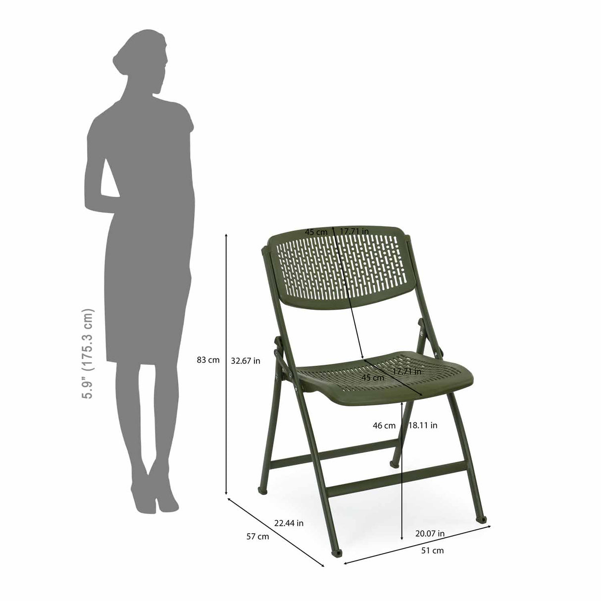 Aero Metal Folding Chair- Green