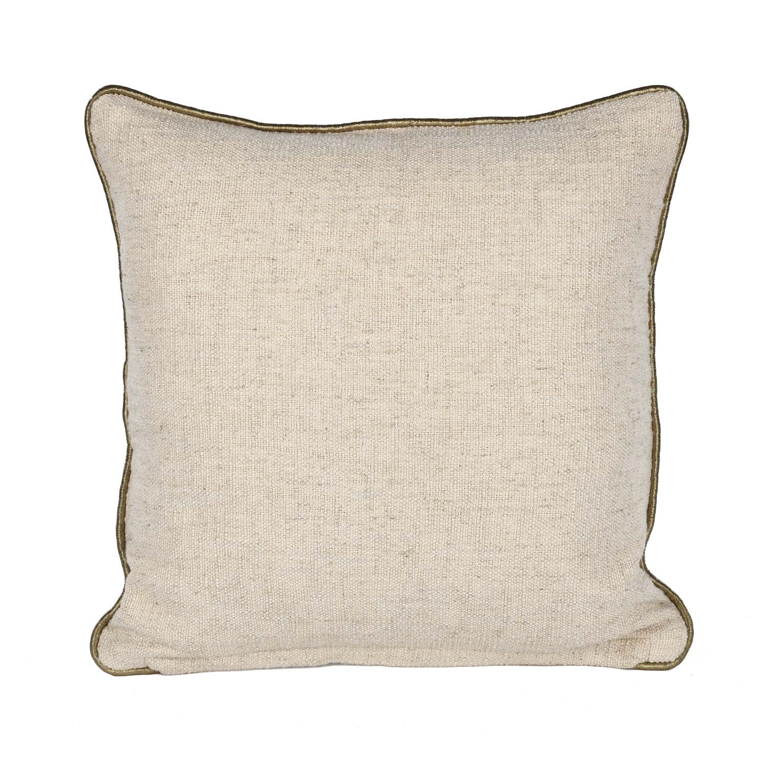 Multi Moorpank Pattern Fabric Cushion Cover- Beige and Gold