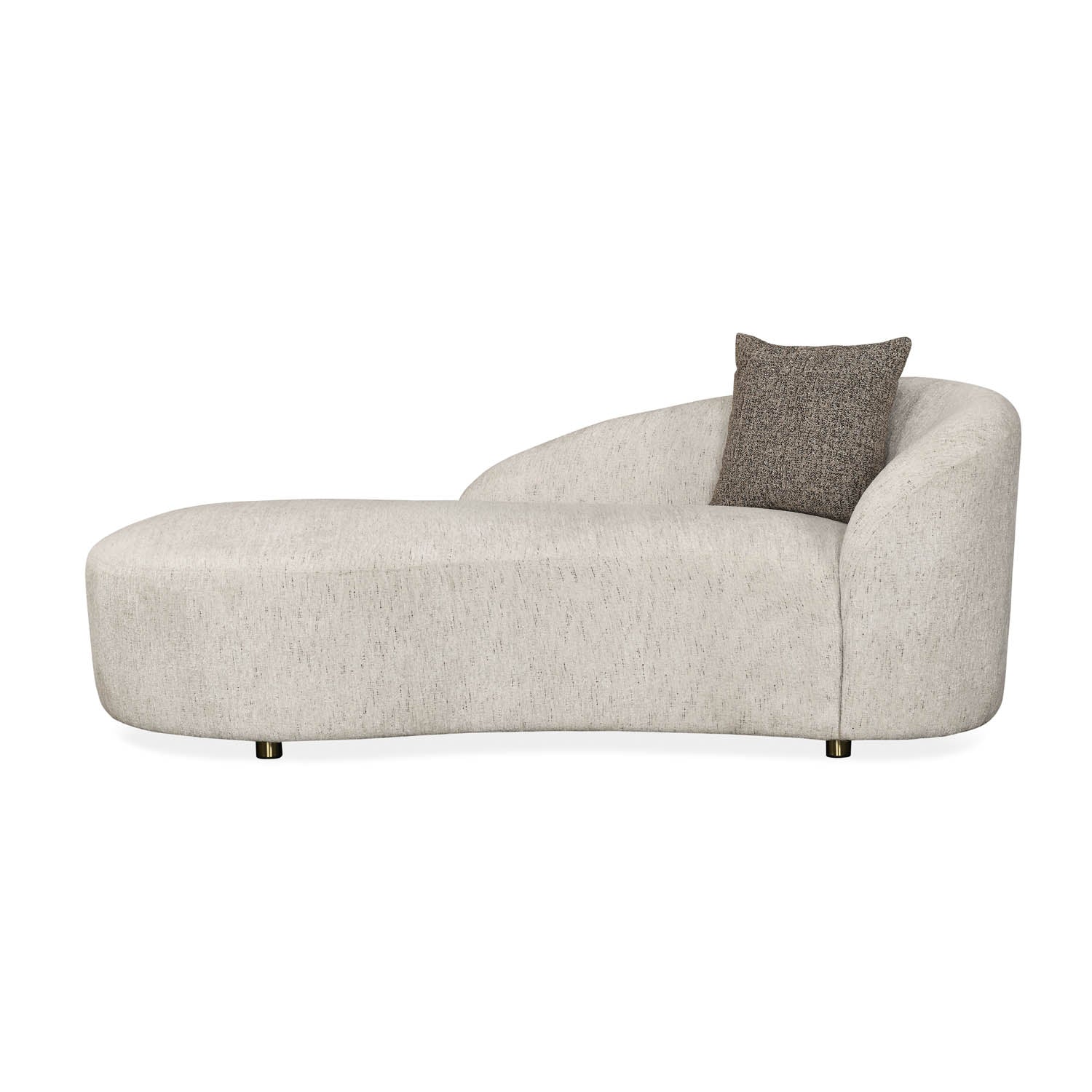 Giorgio Right Chaise Lounge Textured Fabric Sofa- Ivory