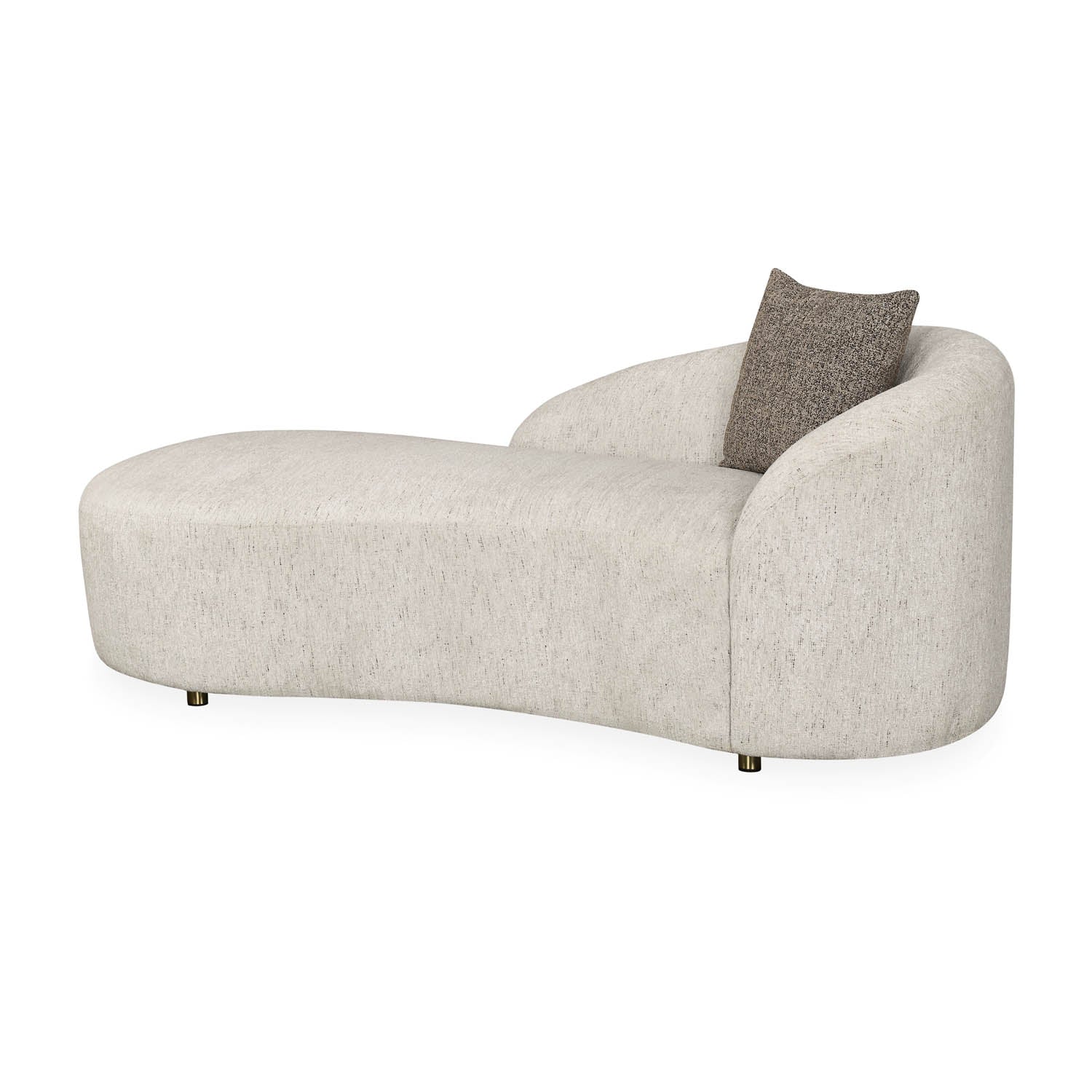 Giorgio Right Chaise Lounge Textured Fabric Sofa- Ivory