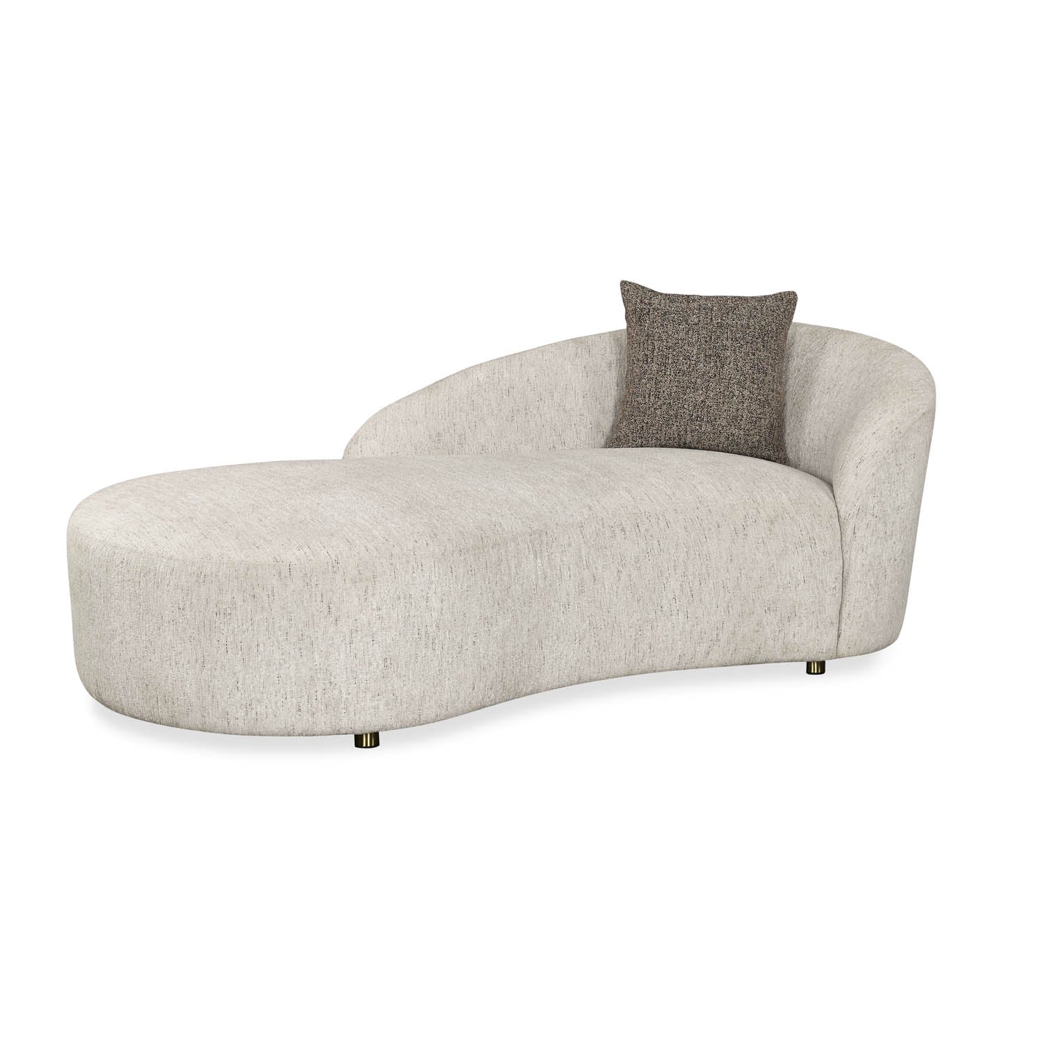 Giorgio Right Chaise Lounge Textured Fabric Sofa- Ivory