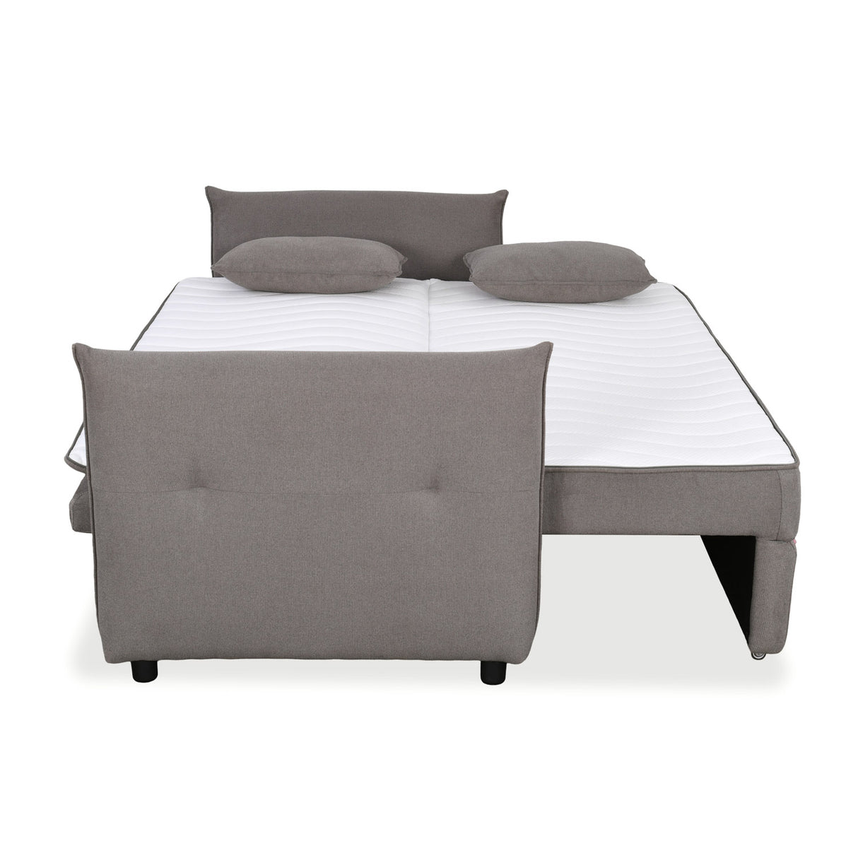 Aveo 3 Seater Sofa Cum Bed (Grey) - Open Bed View With Pillows