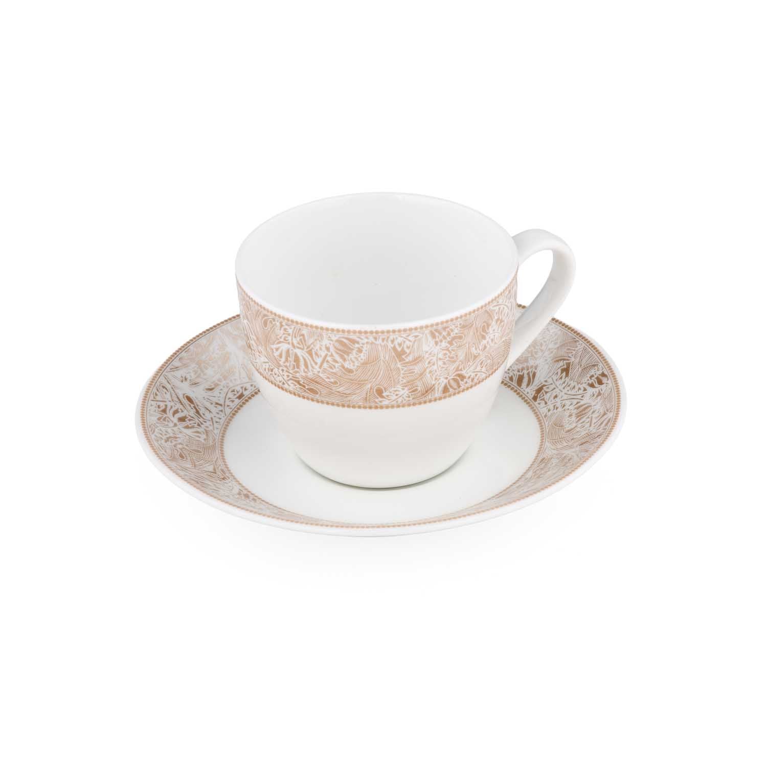 Porcelain Cup and Saucer Set of 6- White