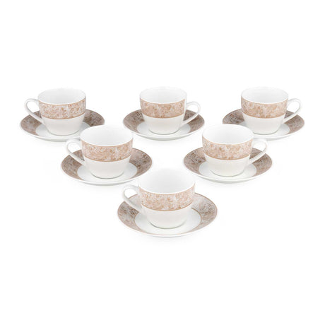 Porcelain Cup and Saucer Set of 6- White