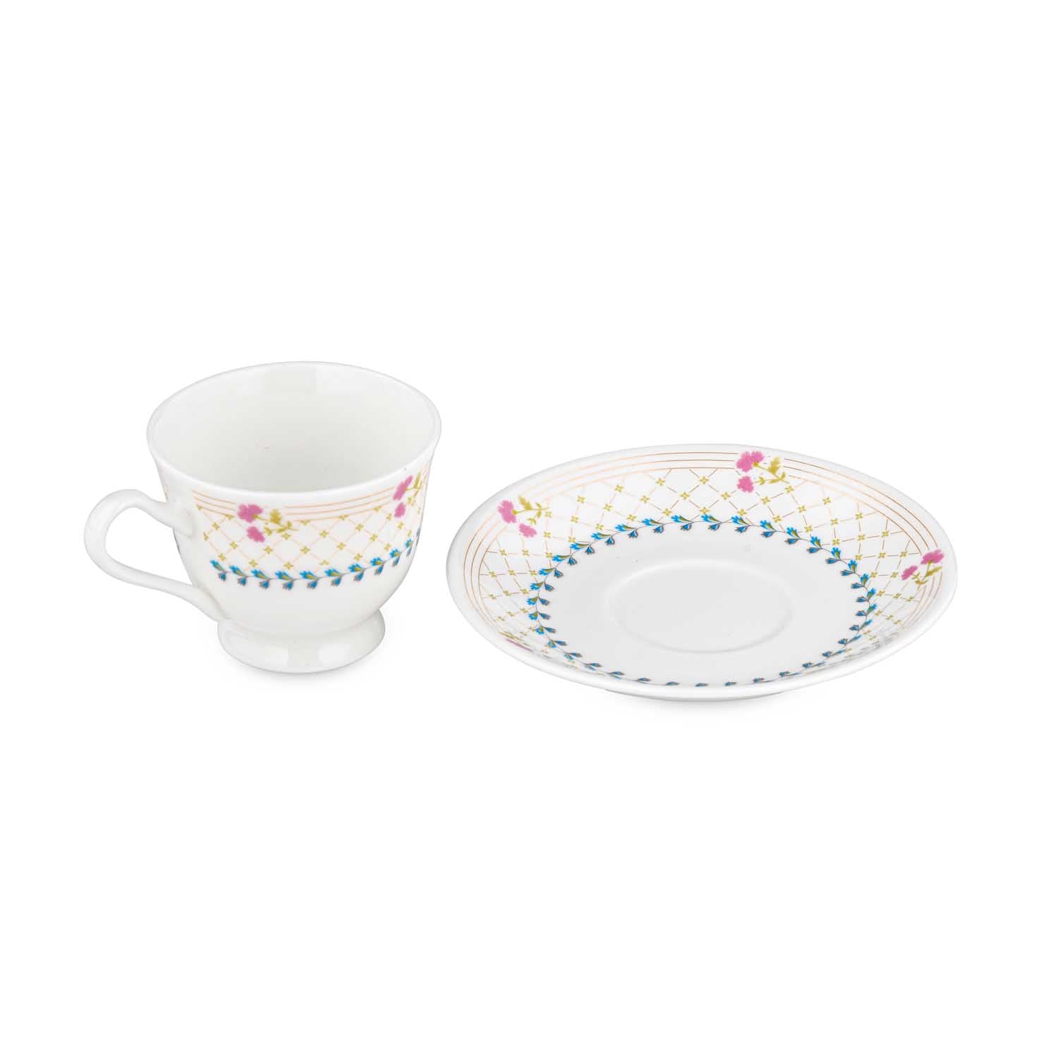 Porcelain Cup and Saucer Set of 6- Multicolor