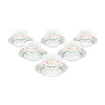 Porcelain Cup and Saucer Set of 6- Multicolor
