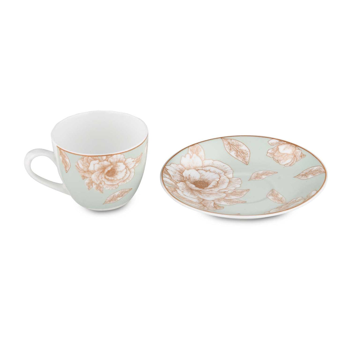 Porcelain Cup and Saucer Set of 6- Cream