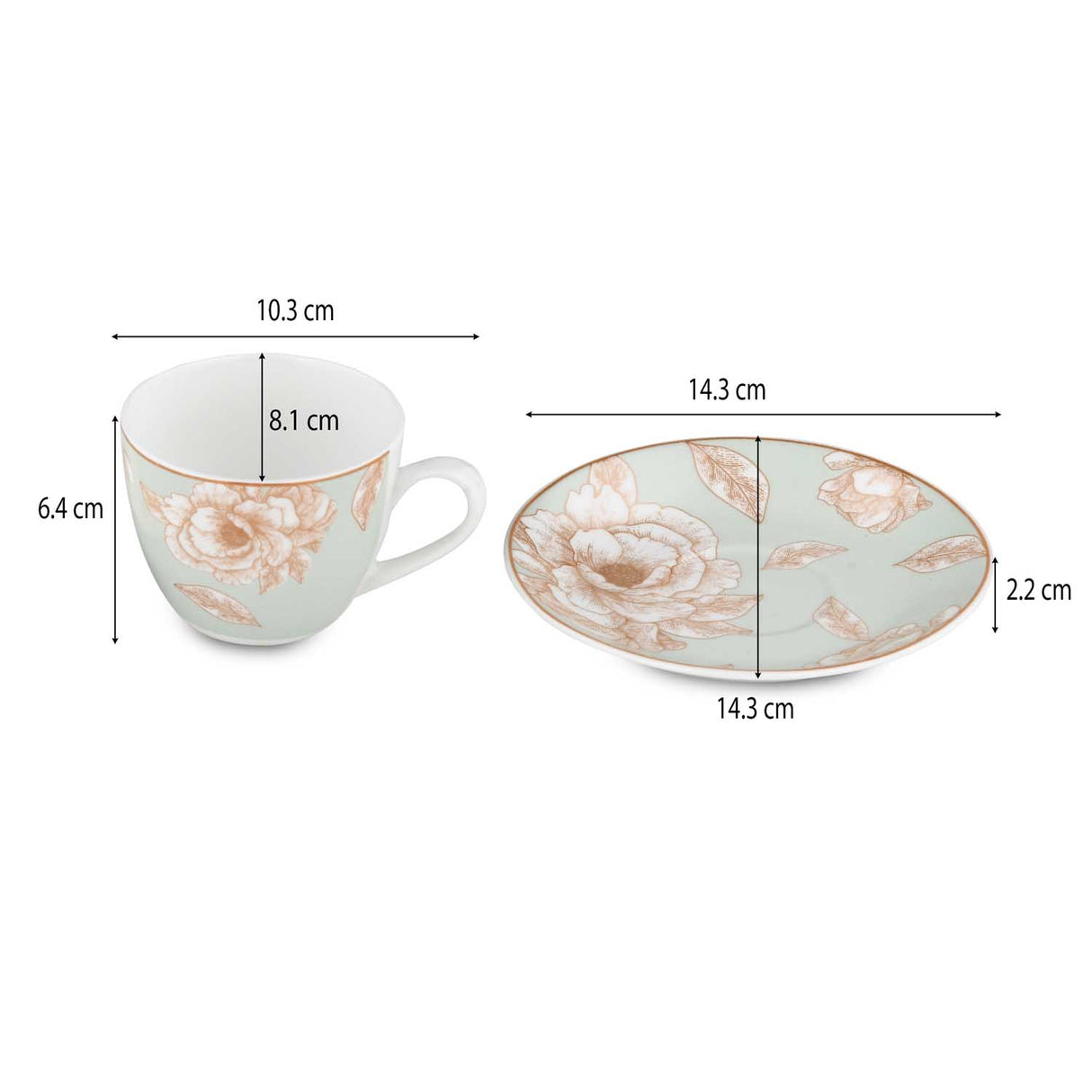 Porcelain Cup and Saucer Set of 6- Cream