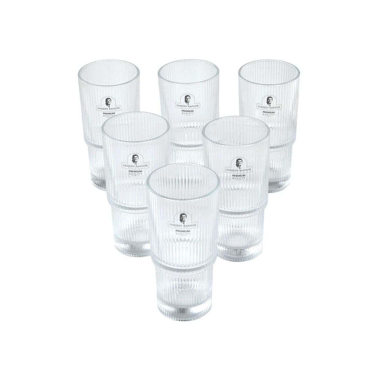 Stackable 300 ml Water Glass Set of 6- Transparent