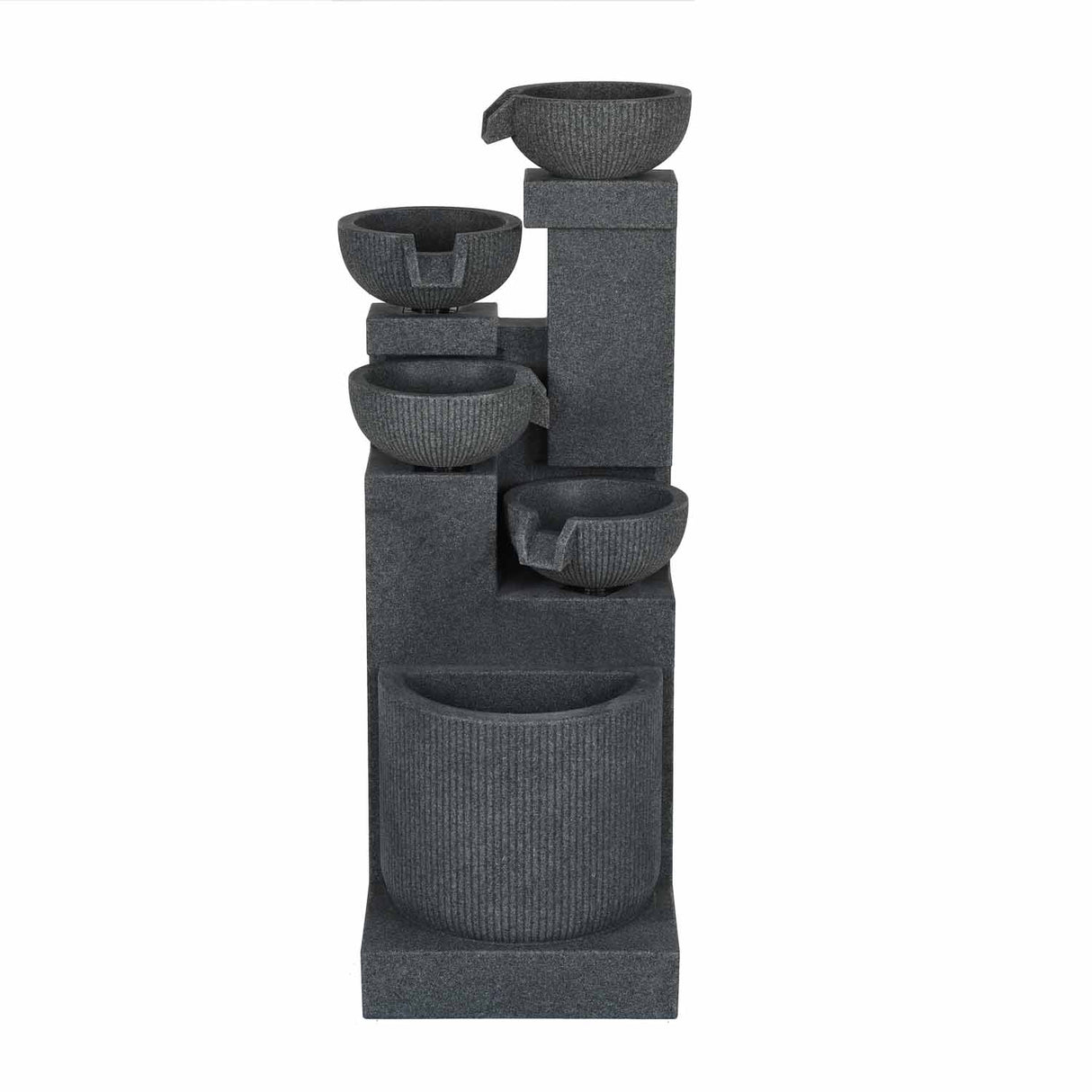 Decorative Pots on 4 Steps Water Fountain (Grey)
