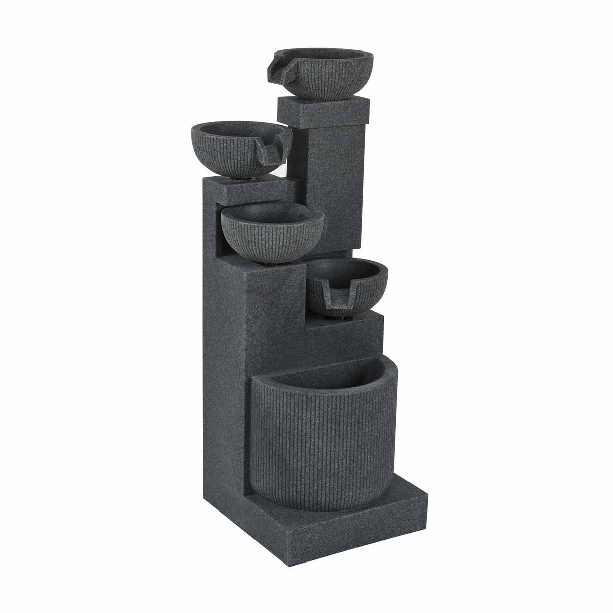 Decorative Pots on 4 Steps Water Fountain (Grey)