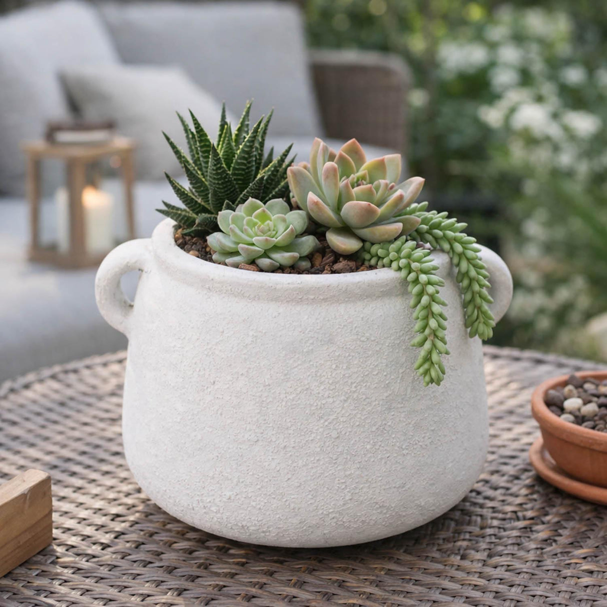 Stoneware Planter with Ears- Beige