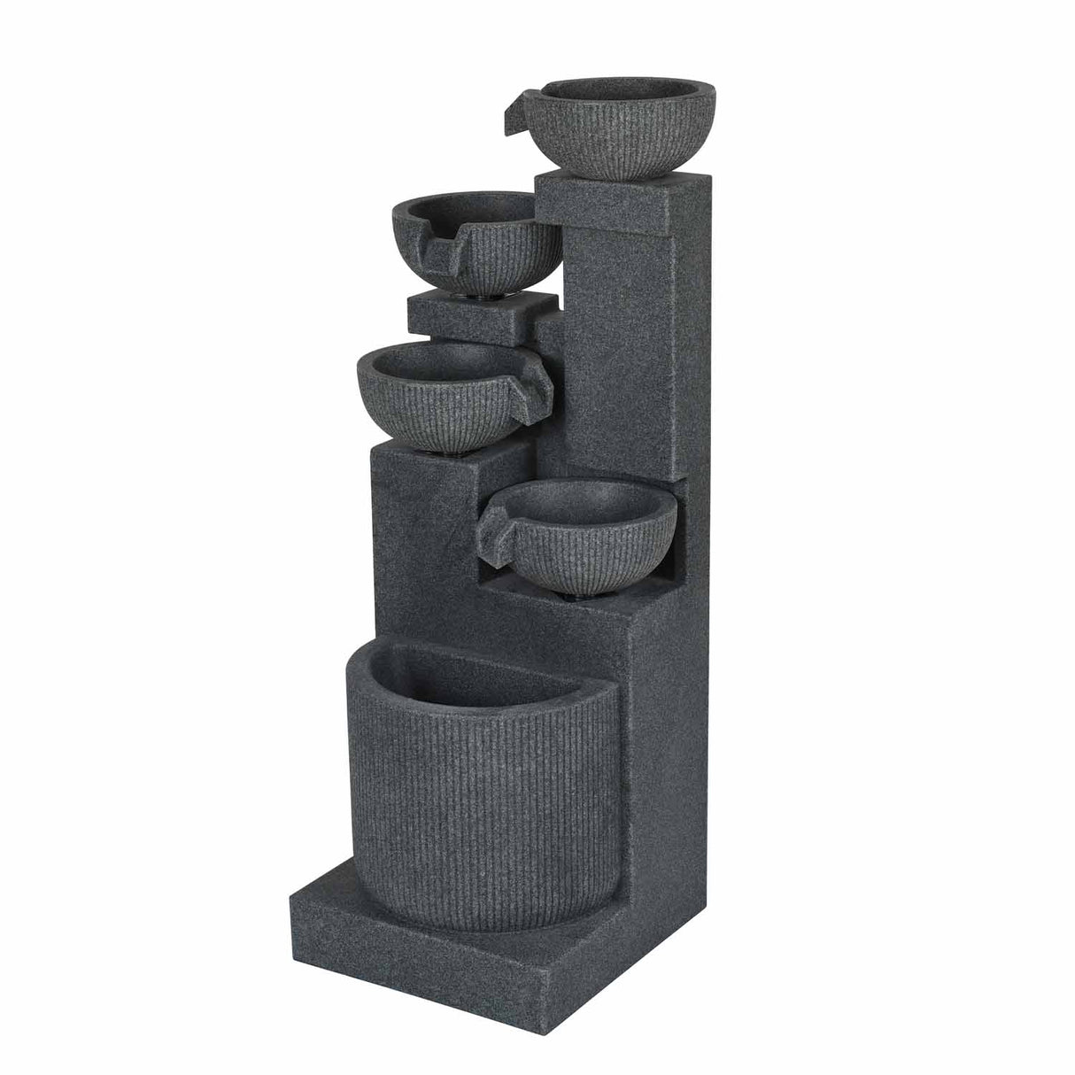 Decorative Pots on 4 Steps Water Fountain (Grey)