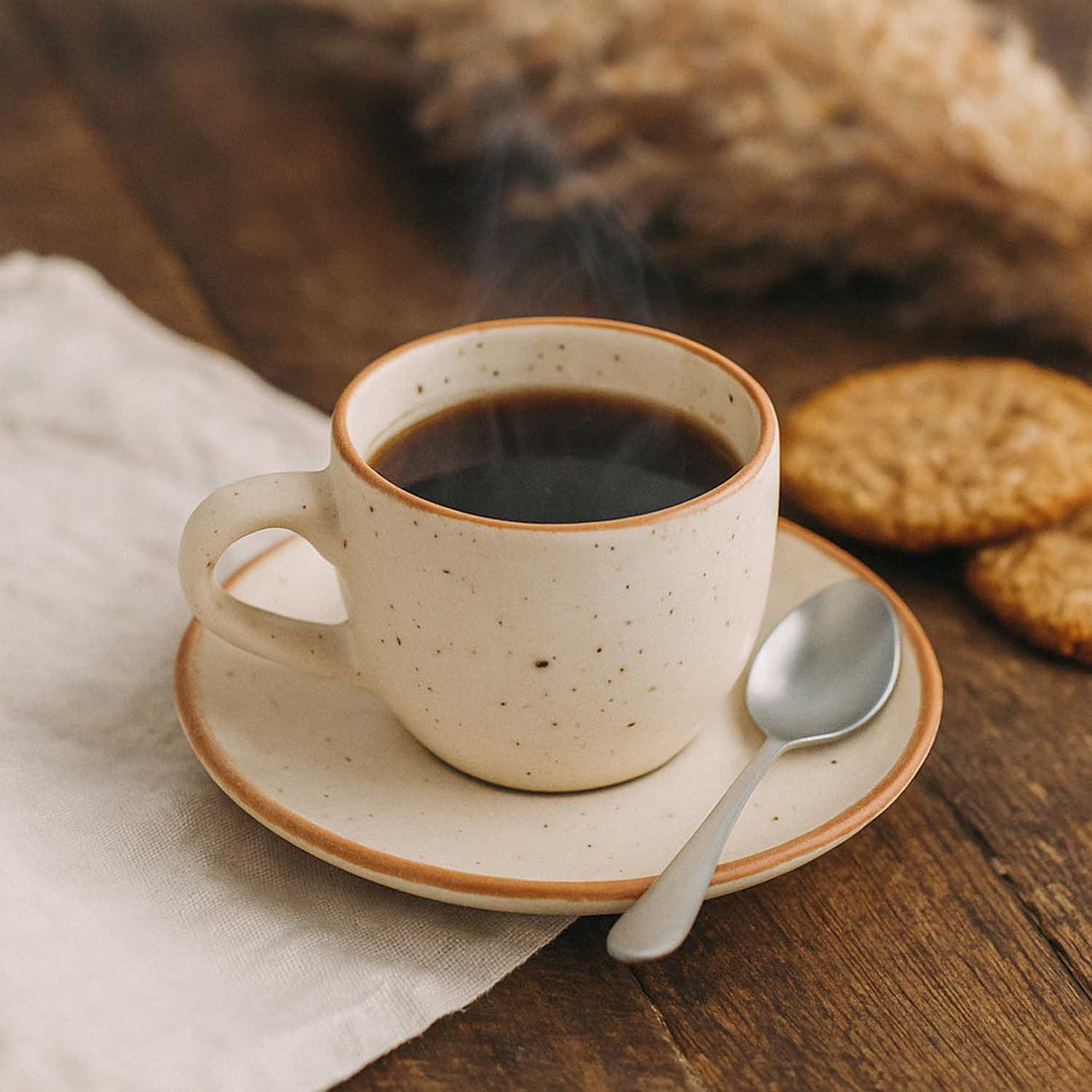 Stoneware Cup Saucer 180 ml- Cream