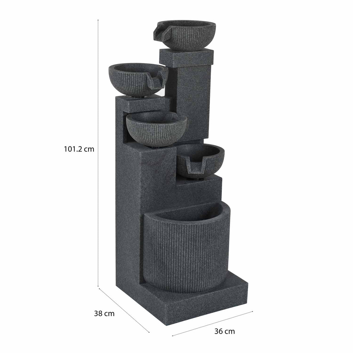 Decorative Pots on 4 Steps Water Fountain (Grey)