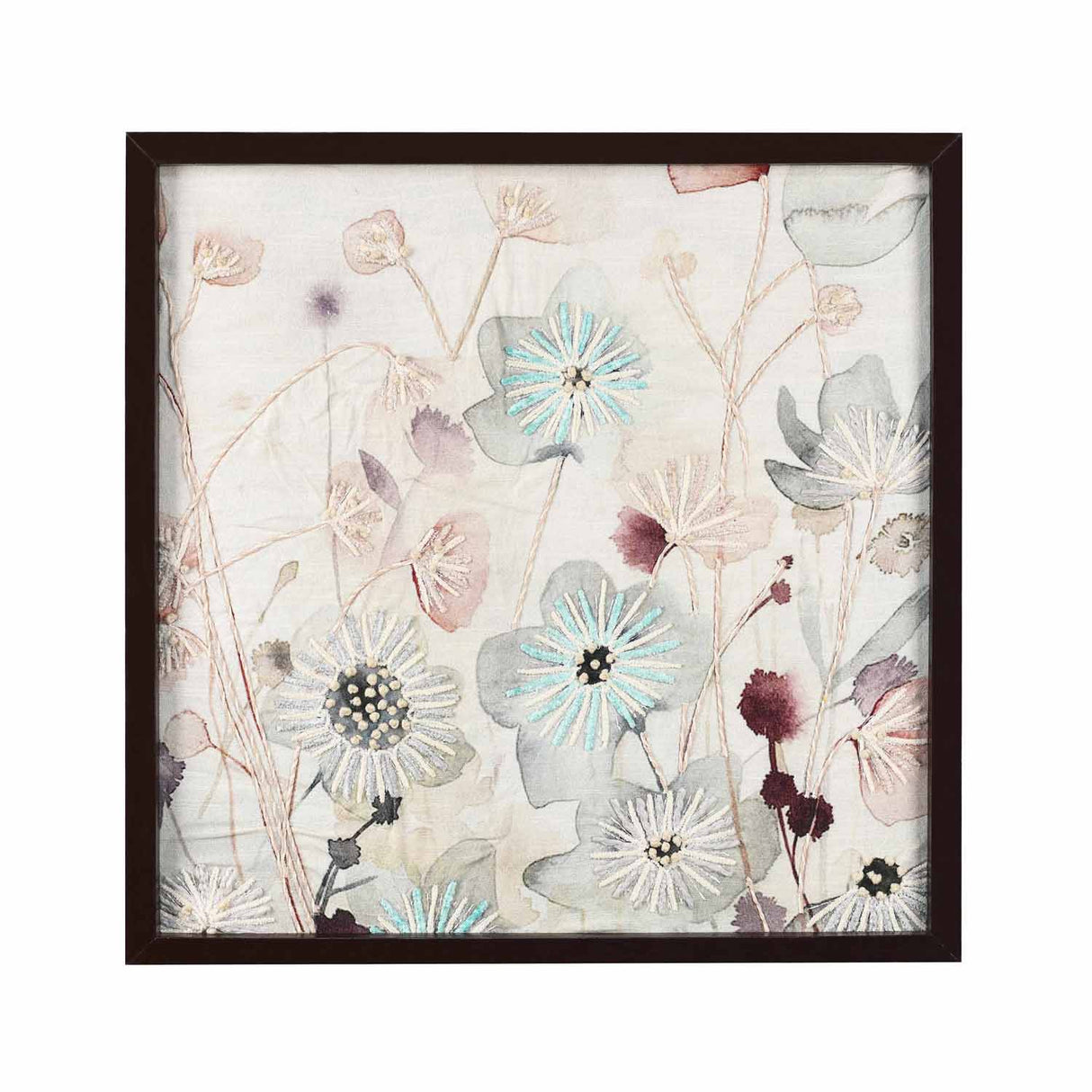 Floral Embroidered Wall Art (Pink & Beige)