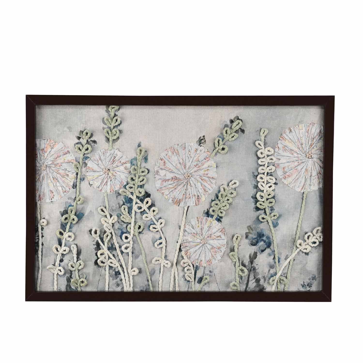 Tropical Embroidered Wall Art (Beige)
