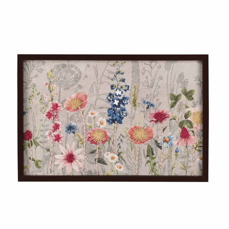 Tropical Bloom Embroidered Wall Art (Beige)